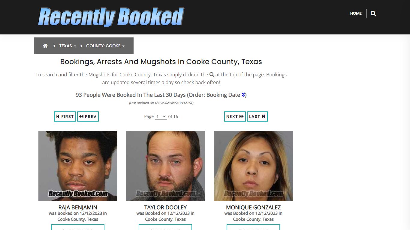 Recent bookings, Arrests, Mugshots in Cooke County, Texas - Recently Booked